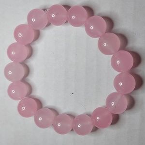 Custom Rose quartz stone 12mm round bead bracelet #5